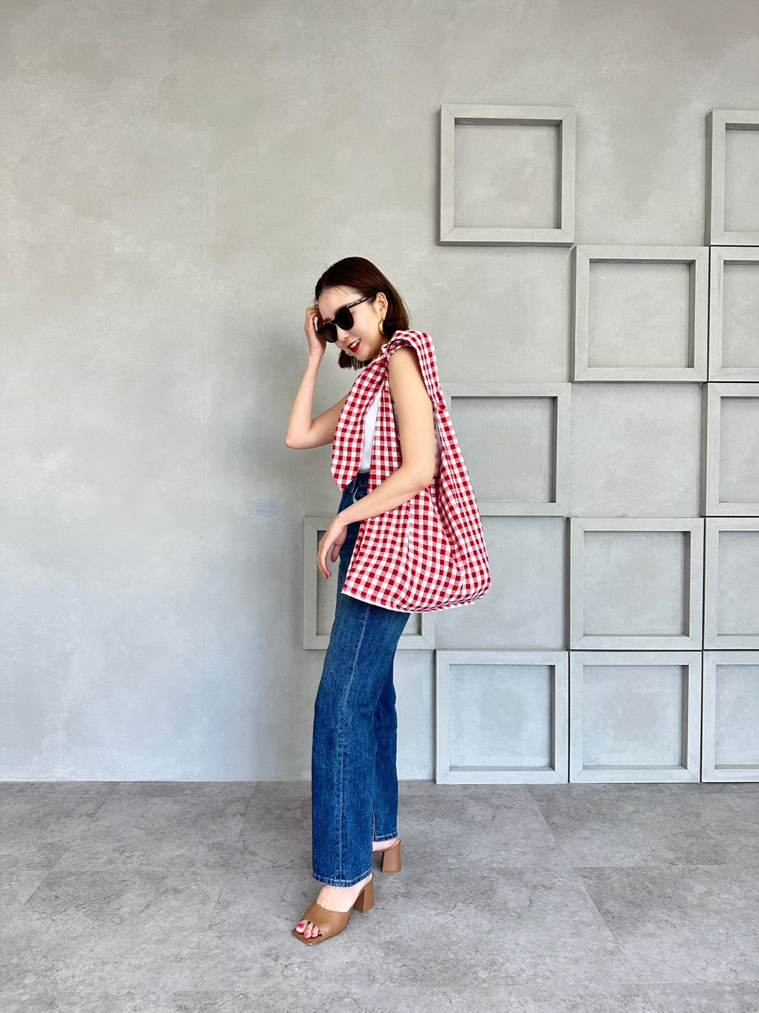 MA MANIERE ギンガムチェックバッグ RED×WHITE