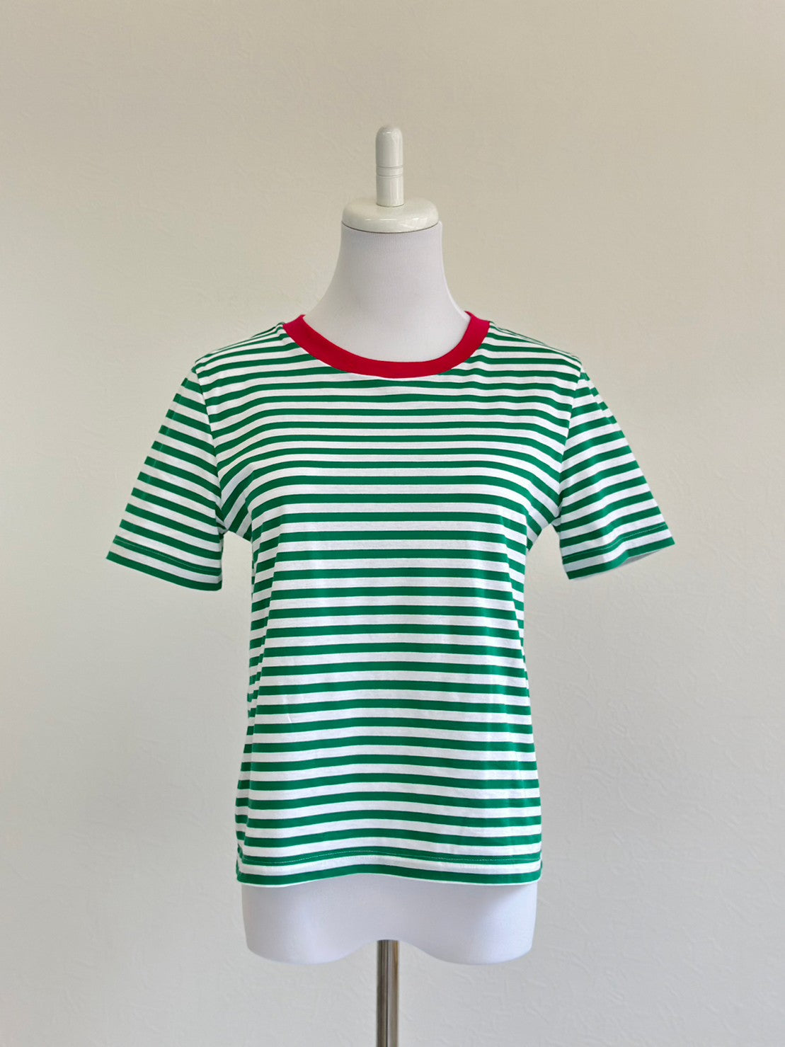 COULEUR クルーネックボーダーカットソーGREEN×PINK(LADIES SIZE)