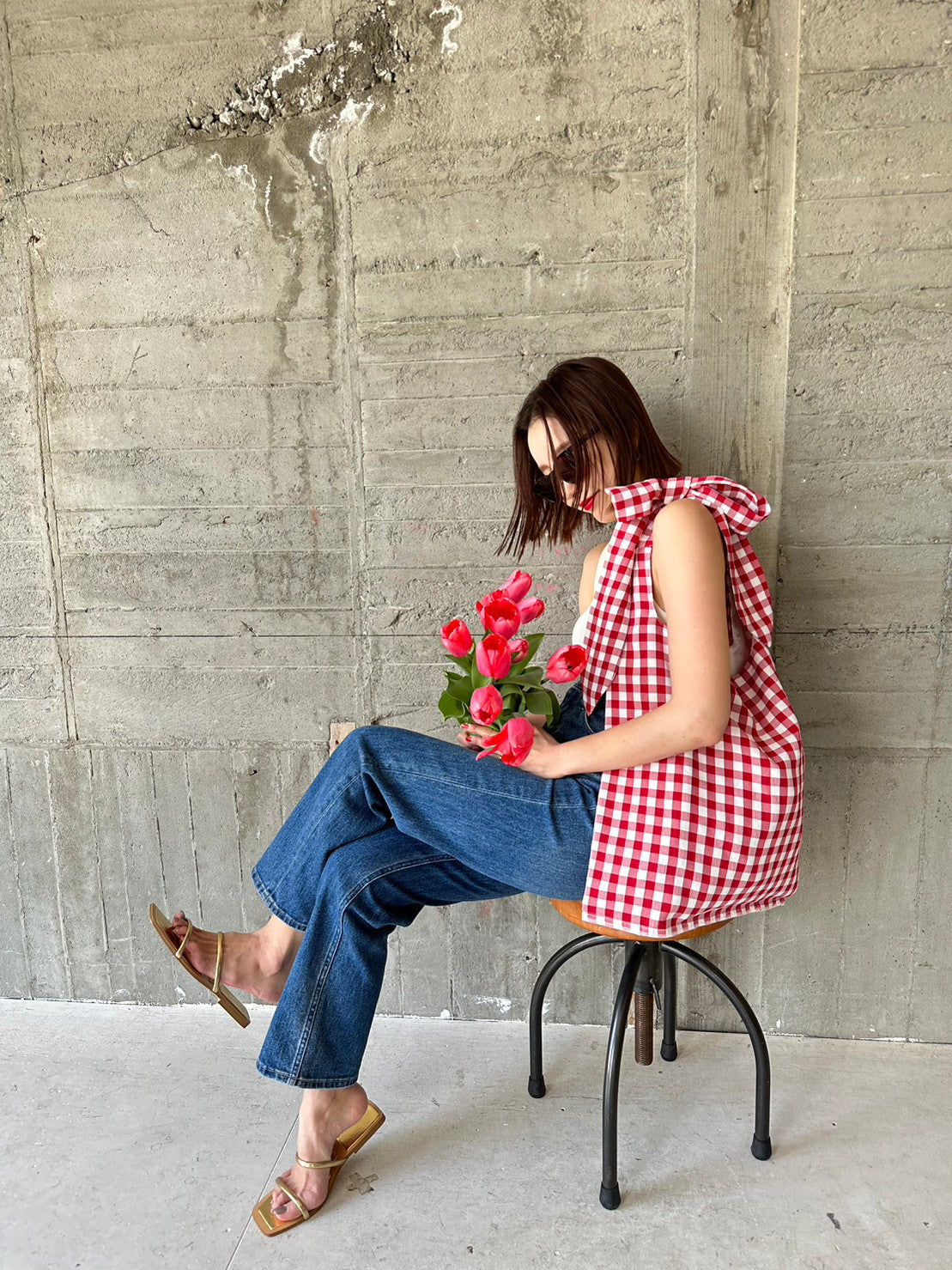 MA MANIERE ギンガムチェックバッグ RED×WHITE