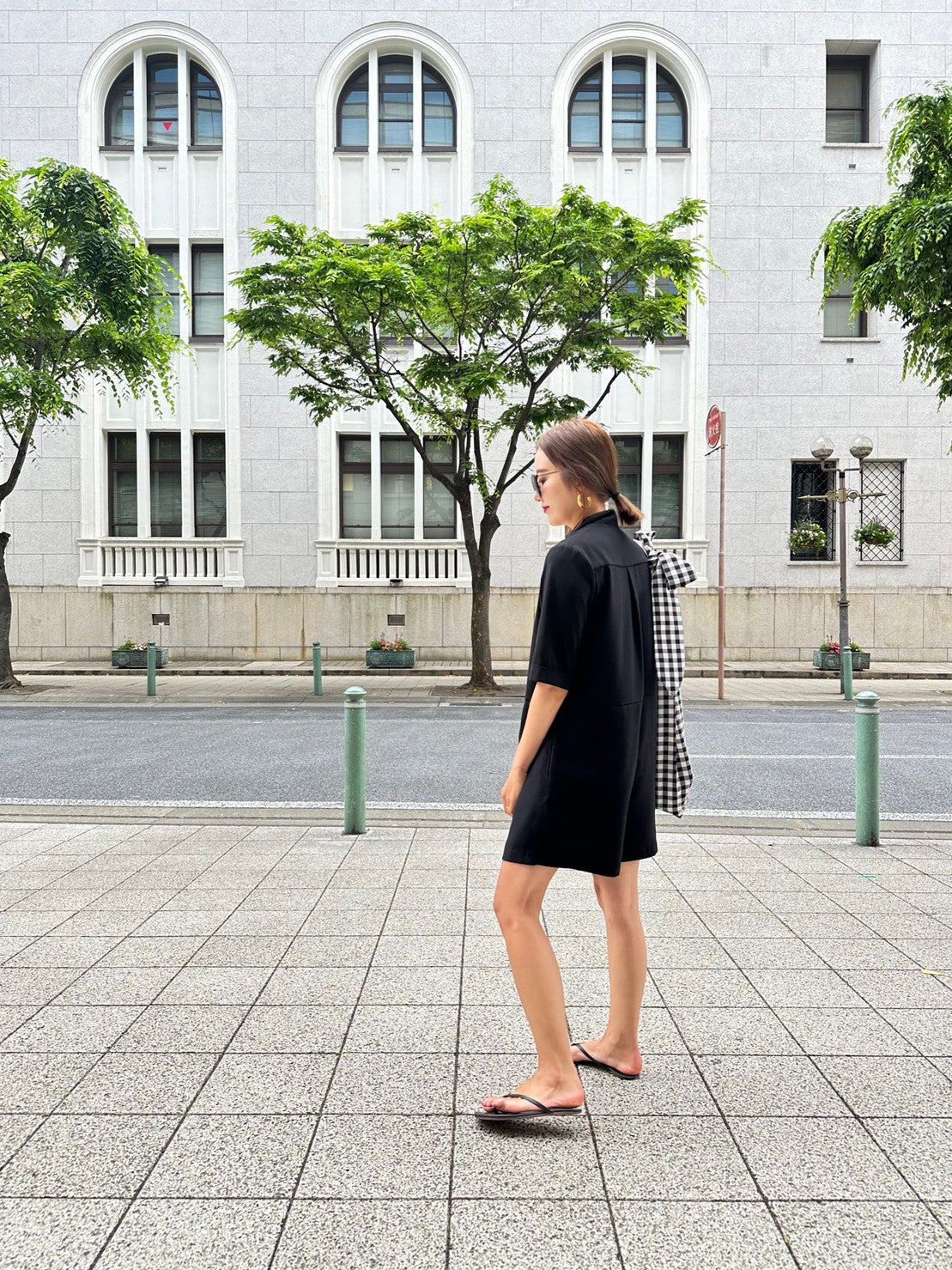 ANNA 半袖トレンチロンパースBLACK