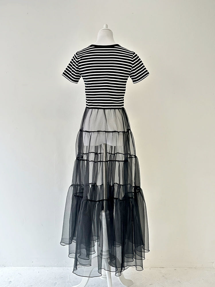 EMMA チュールスカートトップス BORDER×BLACK