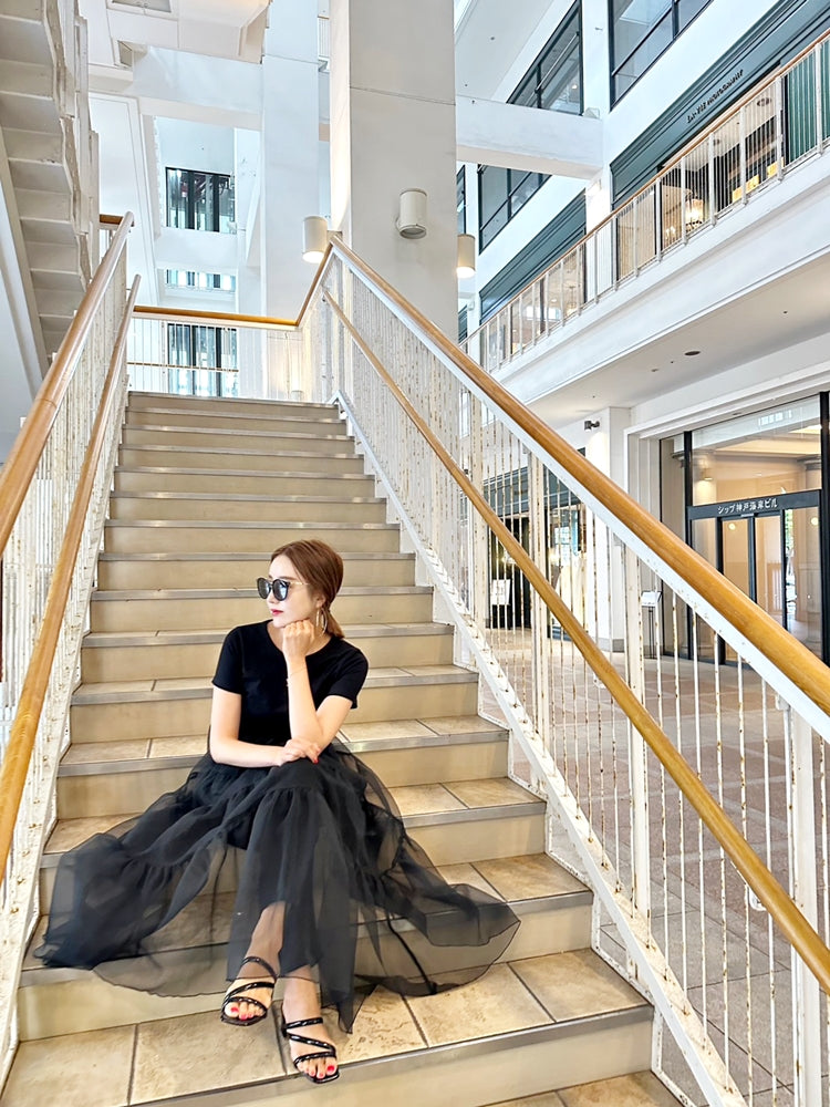 EMMA チュールスカートトップス BLACK×BLACK