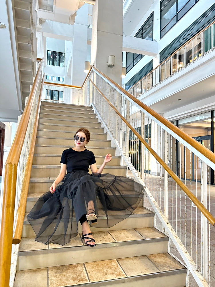 EMMA チュールスカートトップス BLACK×BLACK
