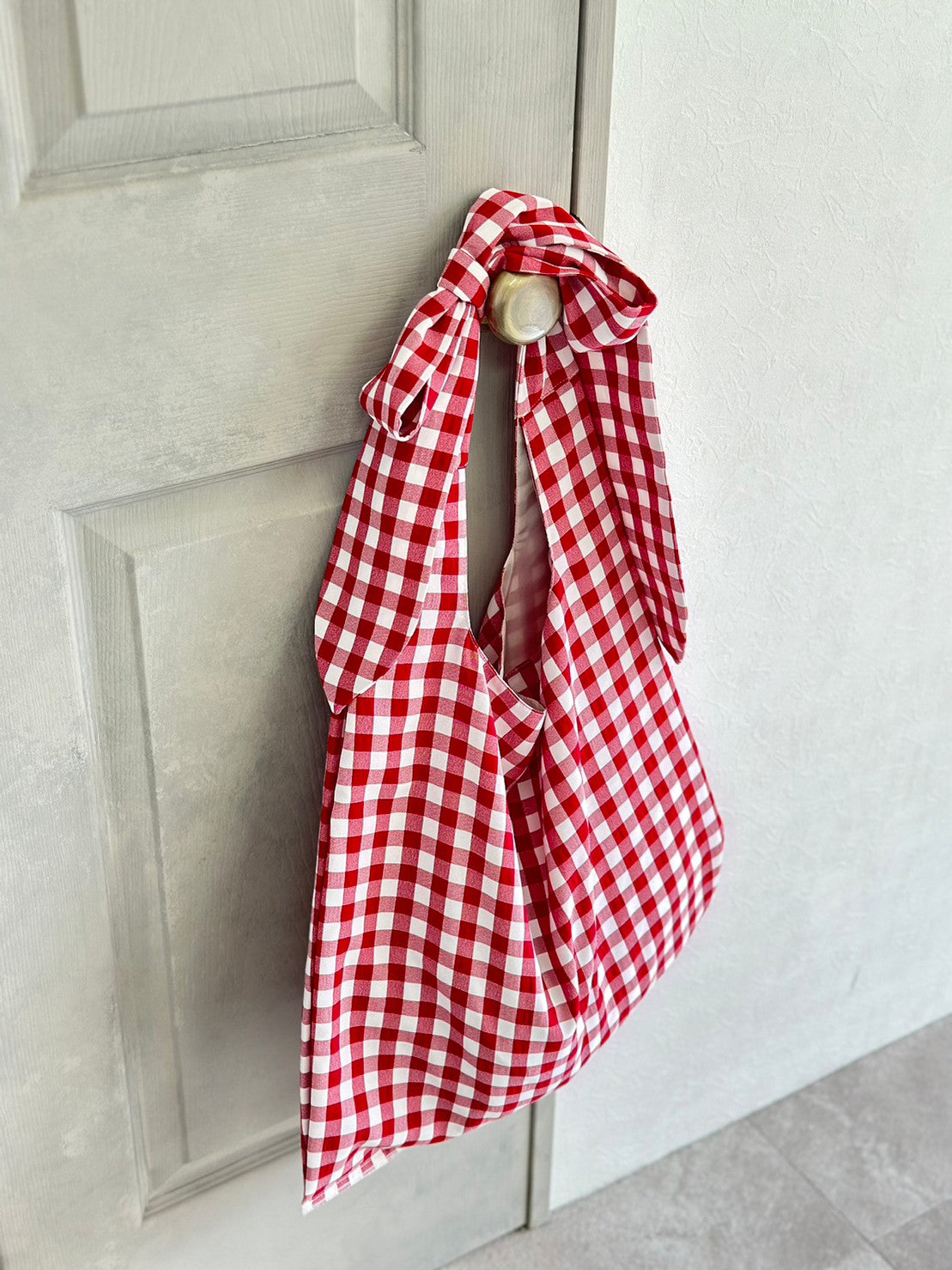 MA MANIERE ギンガムチェックバッグ RED×WHITE