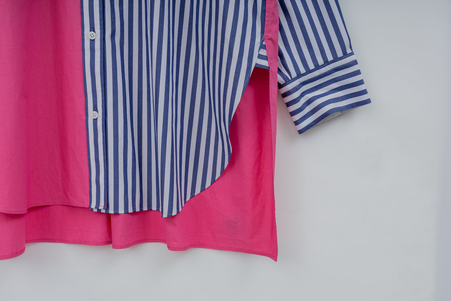 SOPHIE 配色ブラウス NAVY STRIPE×PINK