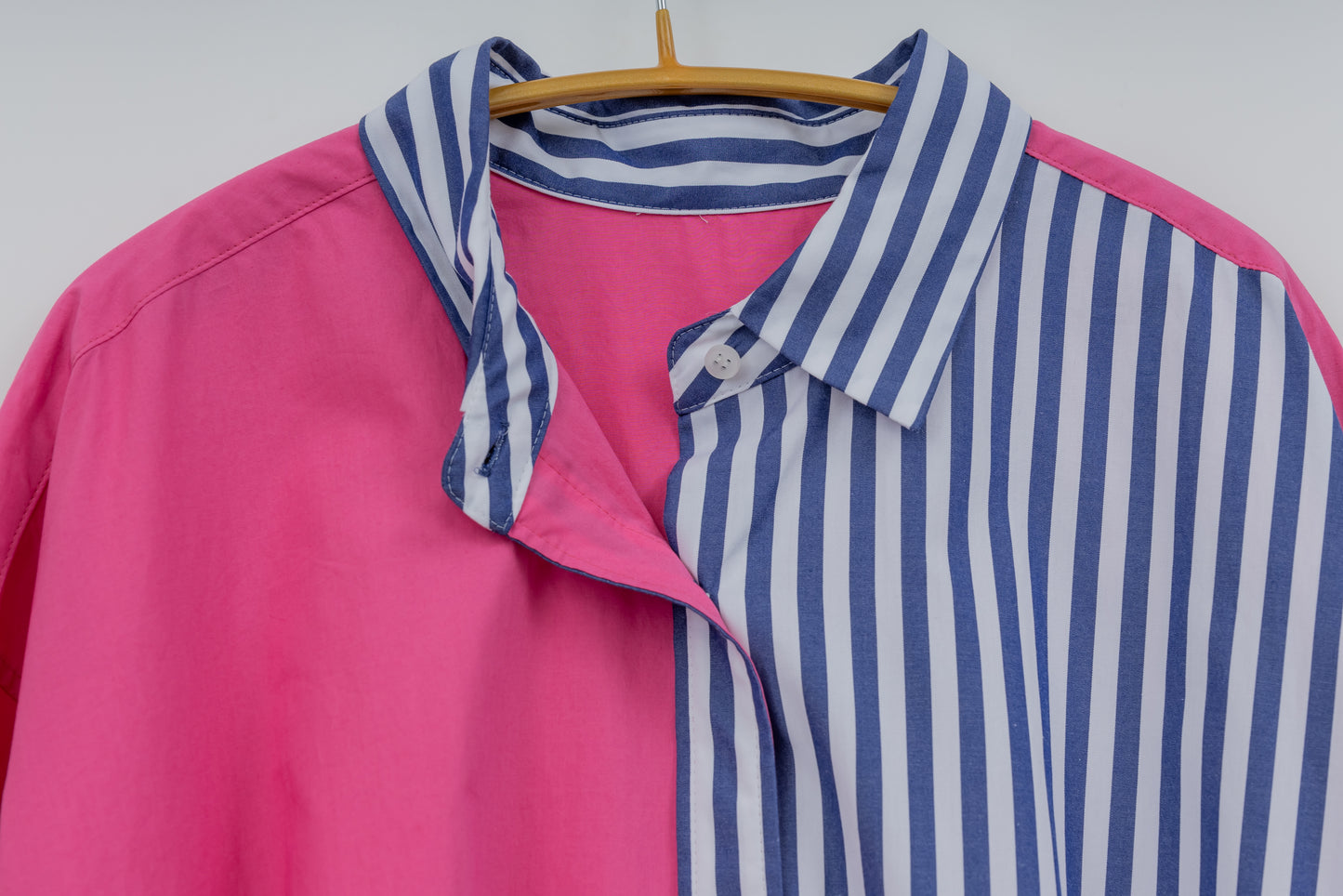SOPHIE 配色ブラウス NAVY STRIPE×PINK