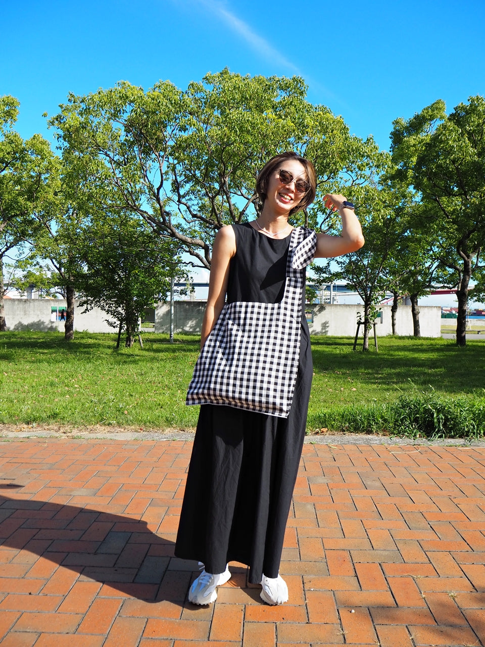 MA MANIERE ギンガムチェックバッグ BLACK×WHITE