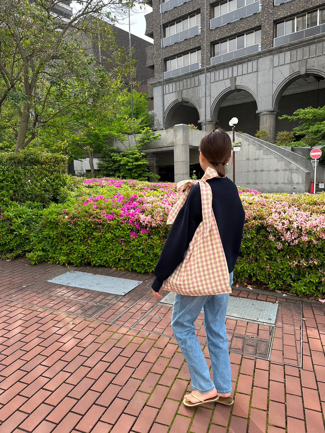 MA MANIERE ギンガムチェックバッグ PINK×YELLOW