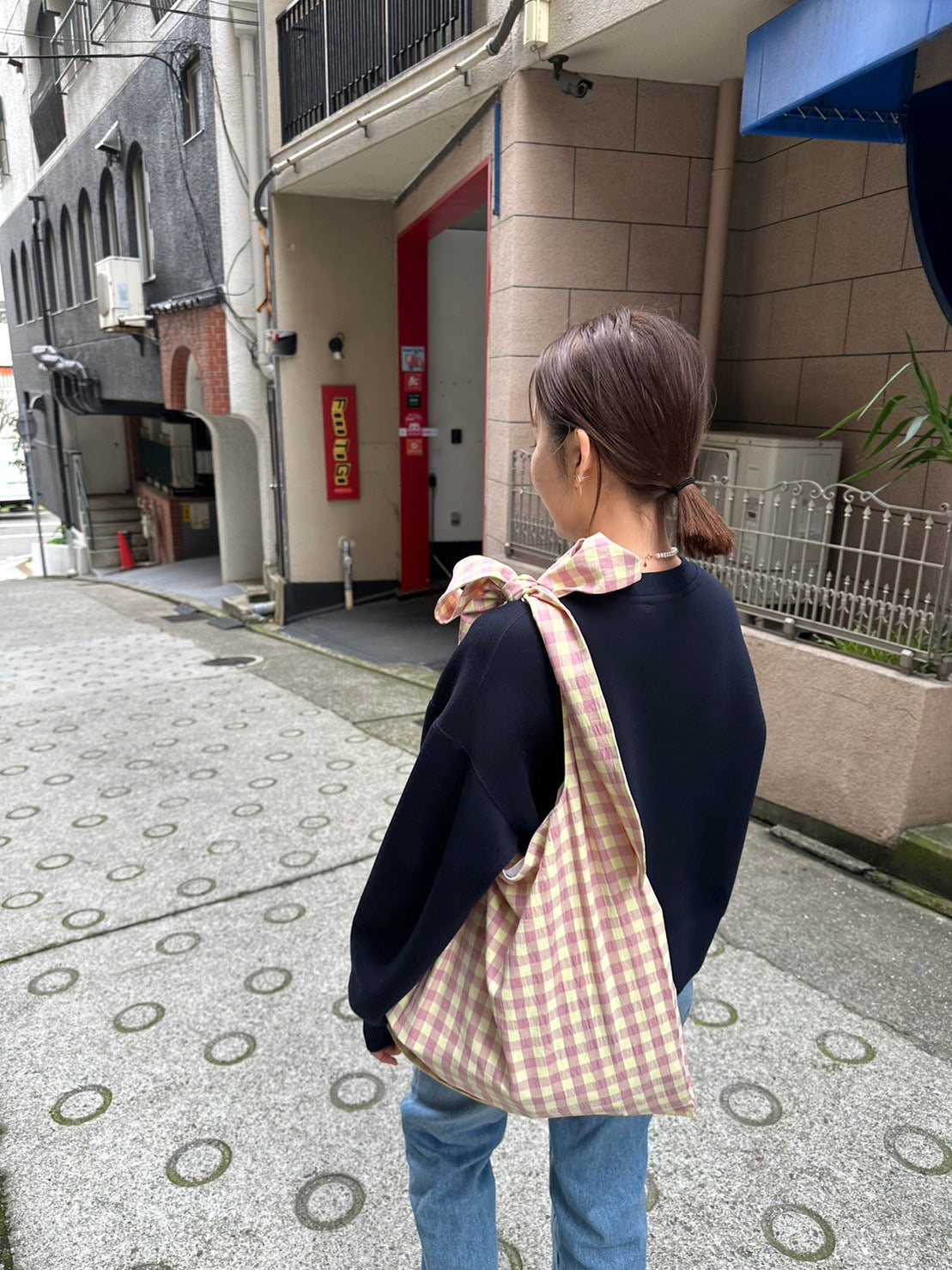 MA MANIERE ギンガムチェックバッグ PINK×YELLOW