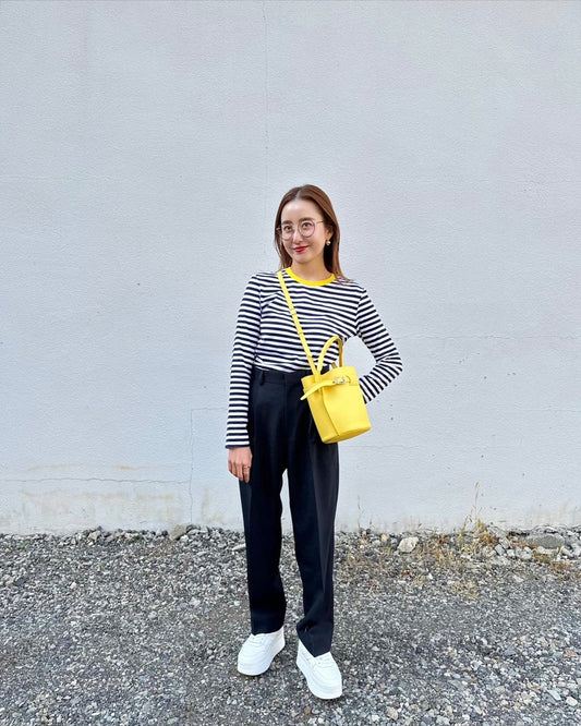 COULEUR クルーネックボーダーカットソーNAVY×YELLOW(LADIES SIZE)