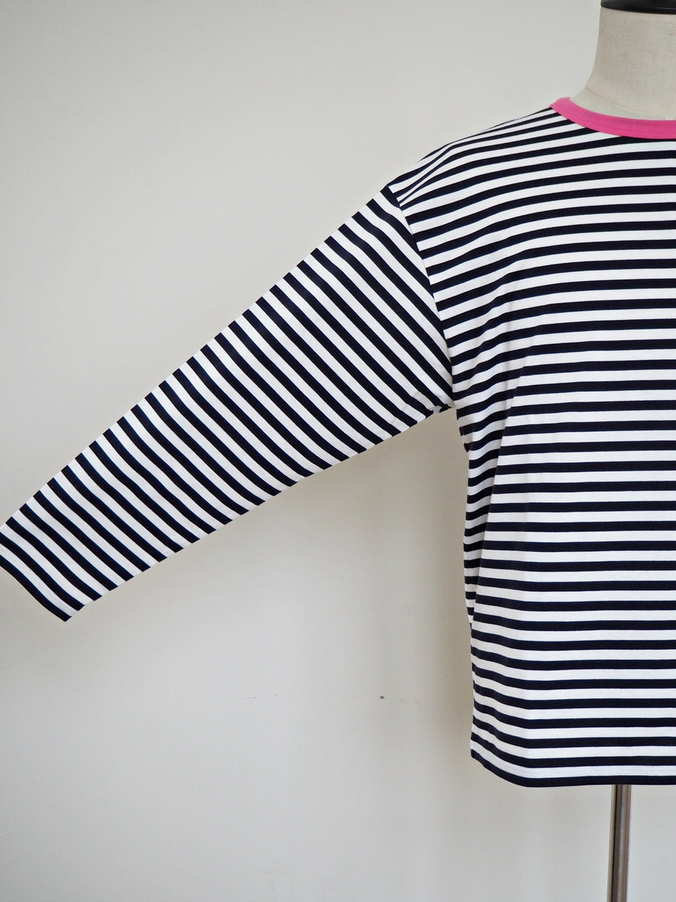 COULEUR クルーネックボーダーカットソーNAVY×PINK(UNISEX SIZE)