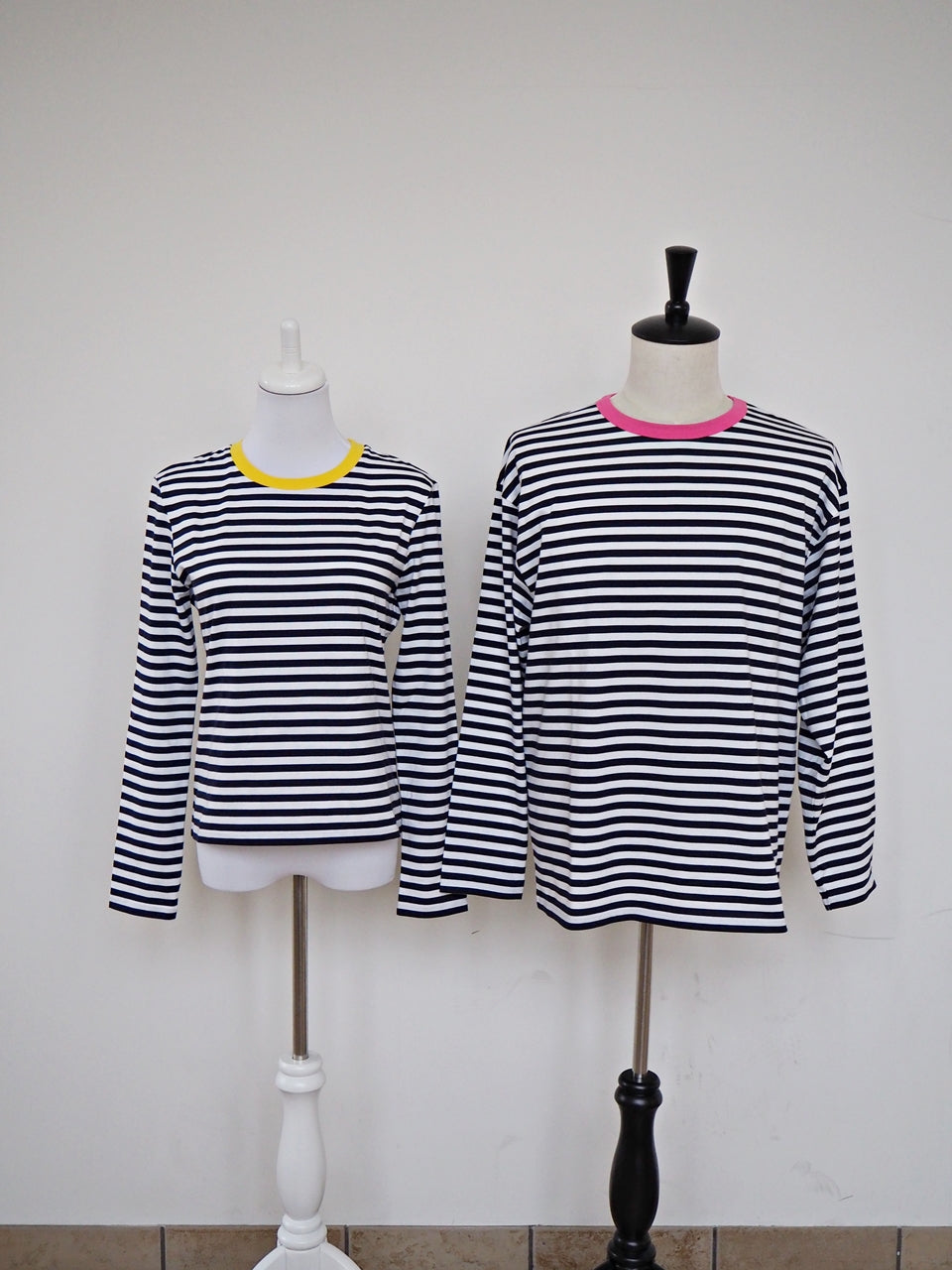COULEUR クルーネックボーダーカットソーNAVY×PINK(UNISEX SIZE)