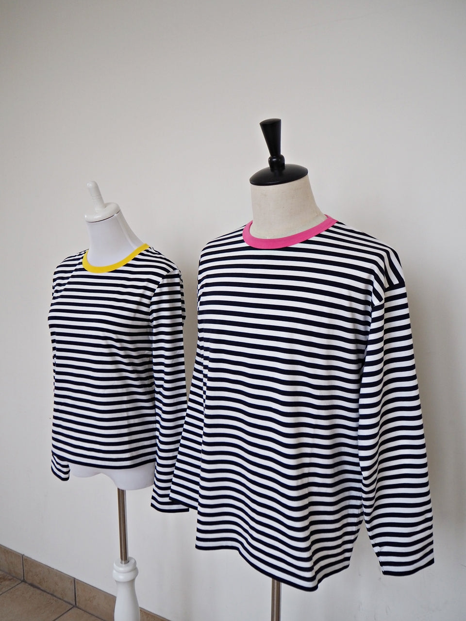 COULEUR クルーネックボーダーカットソーNAVY×YELLOW(LADIES SIZE)