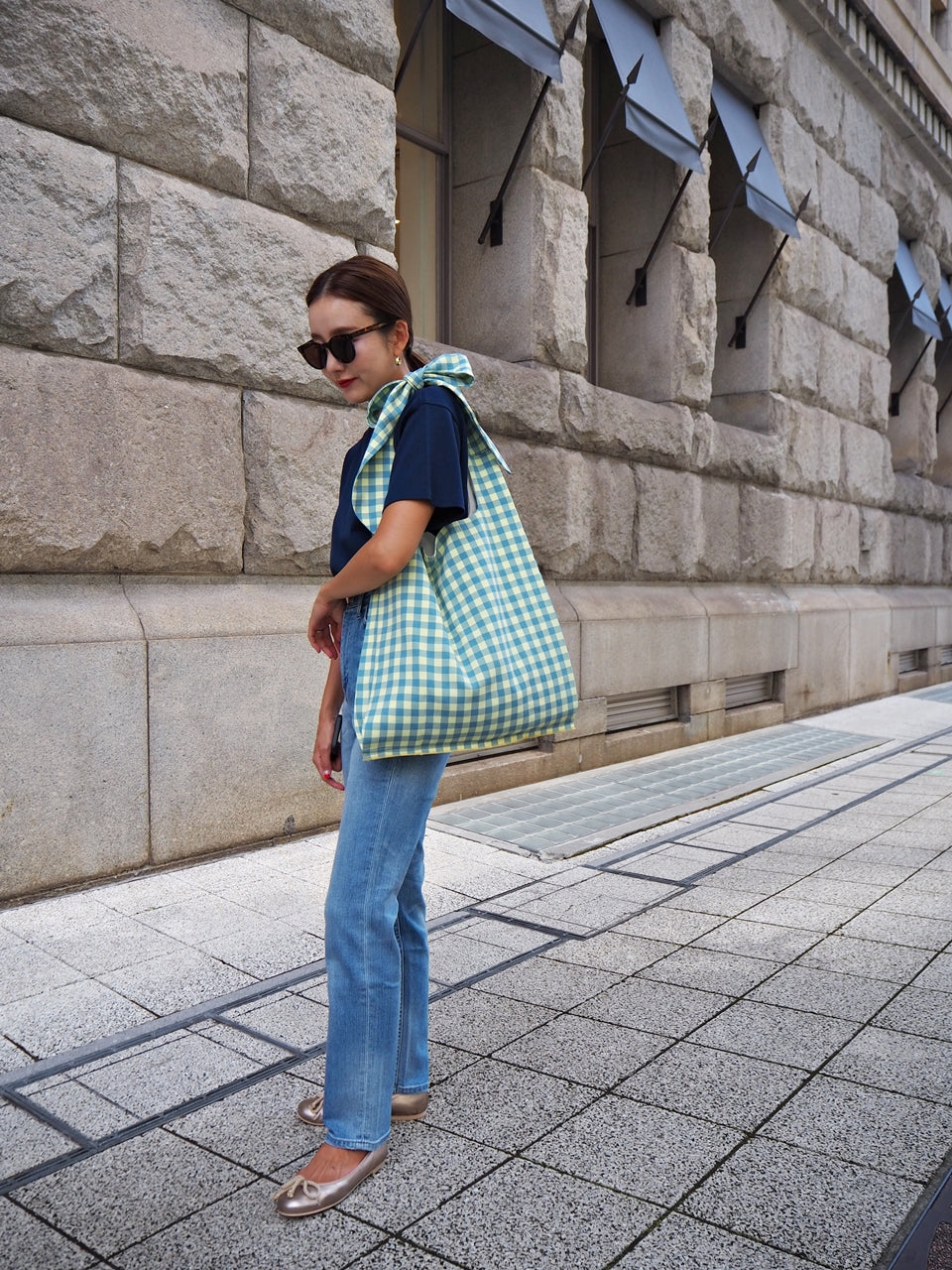 MA MANIERE ギンガムチェックバッグ BLUE×YELLOW