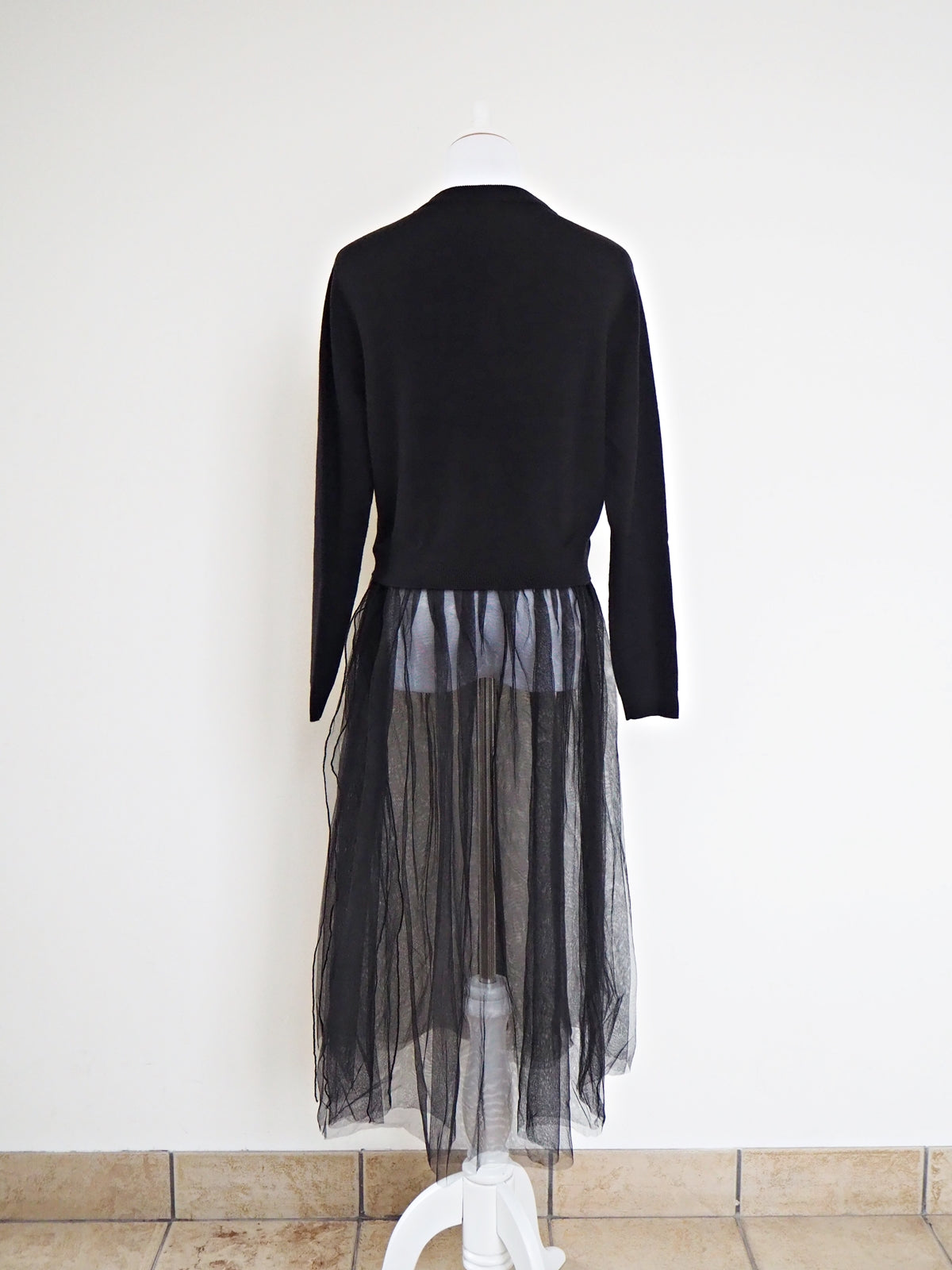 VOLER チュール付きニット BLACK