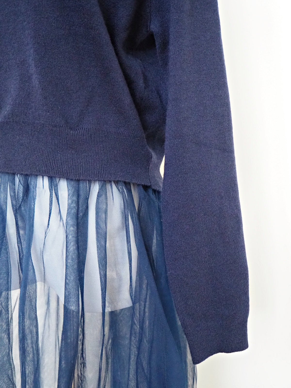 VOLER チュール付きニット NAVY