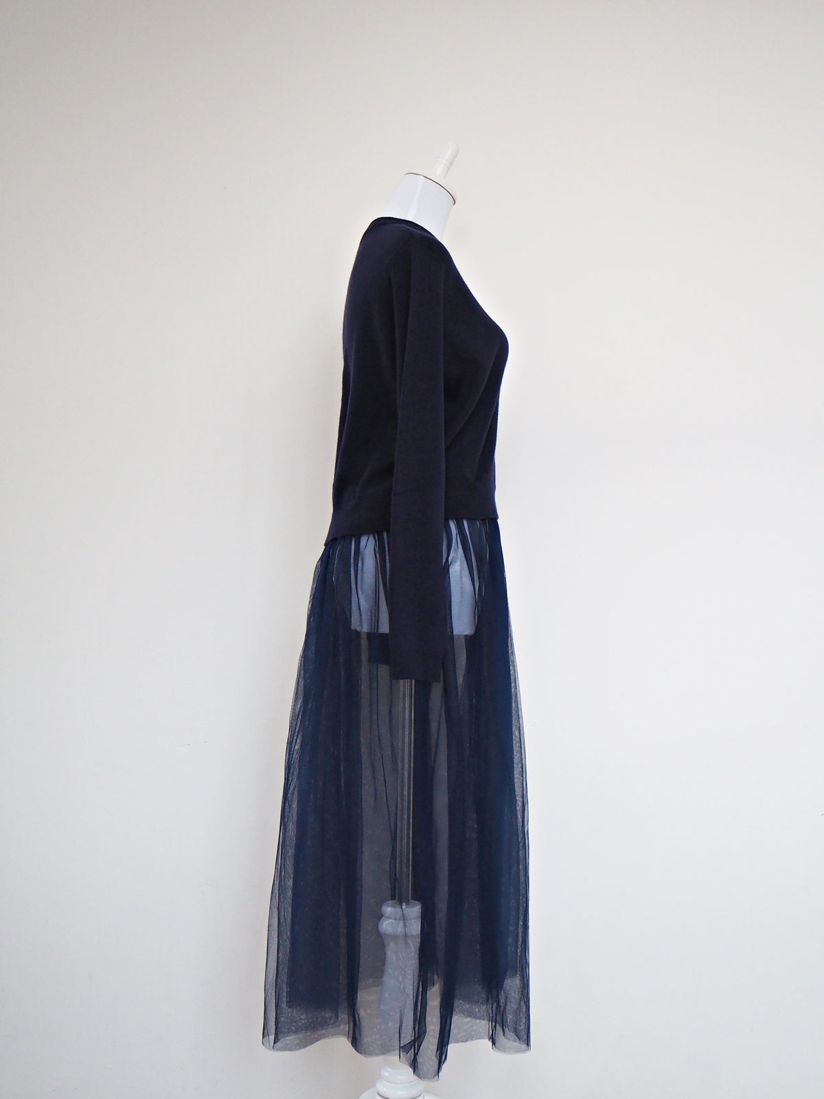 VOLER チュール付きニット NAVY
