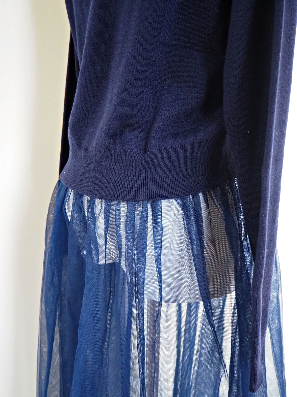 VOLER チュール付きニット NAVY