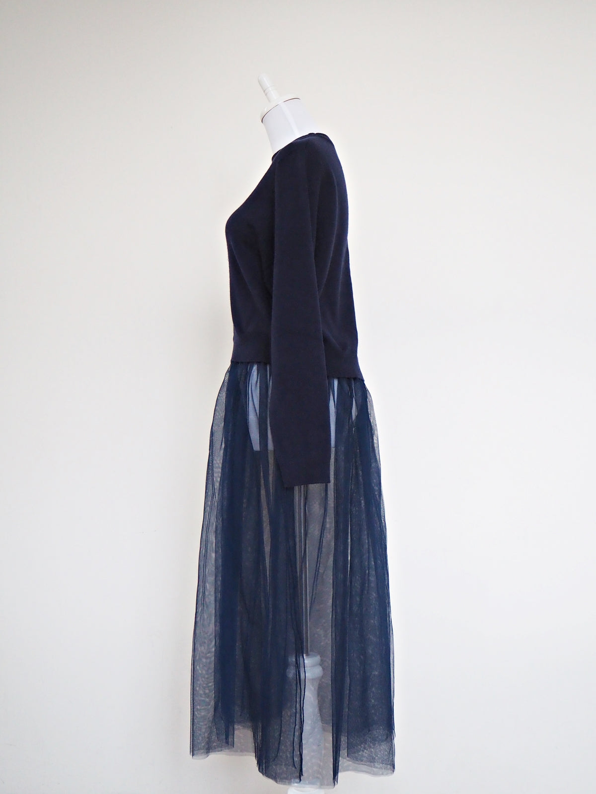 VOLER チュール付きニット NAVY