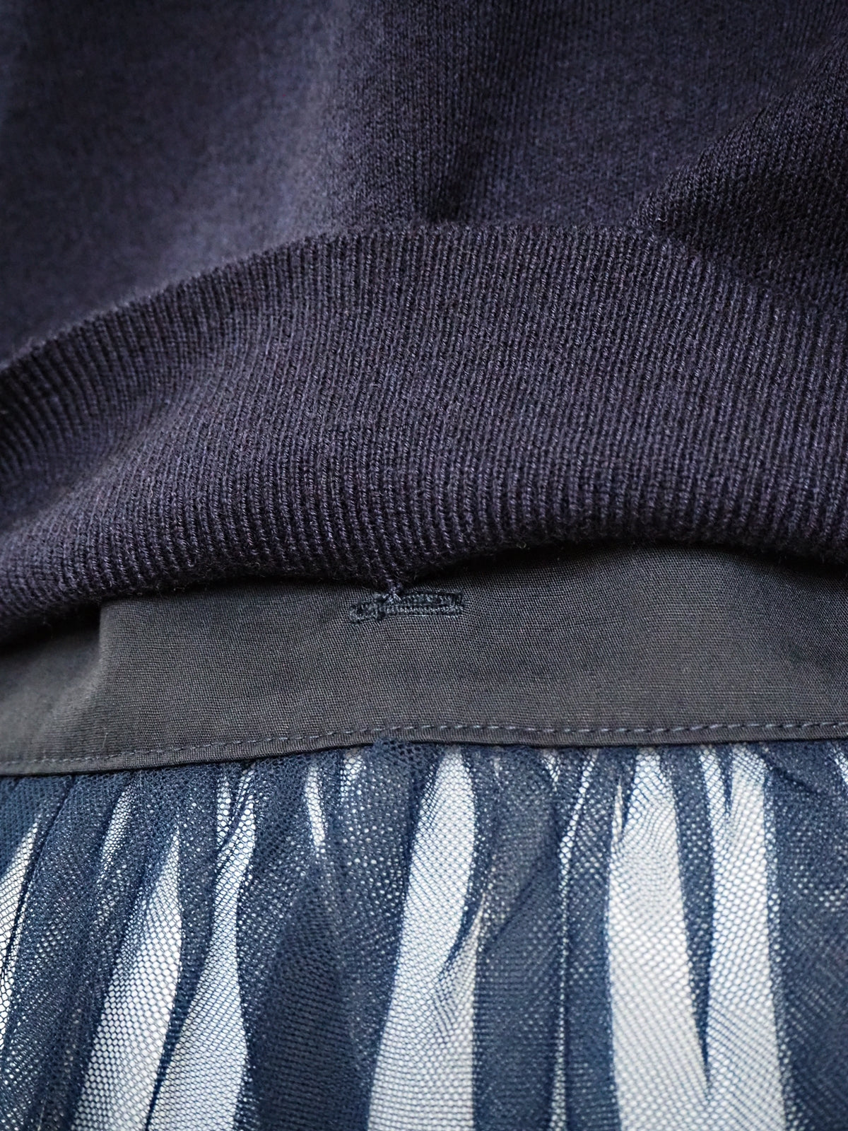 VOLER チュール付きニット NAVY