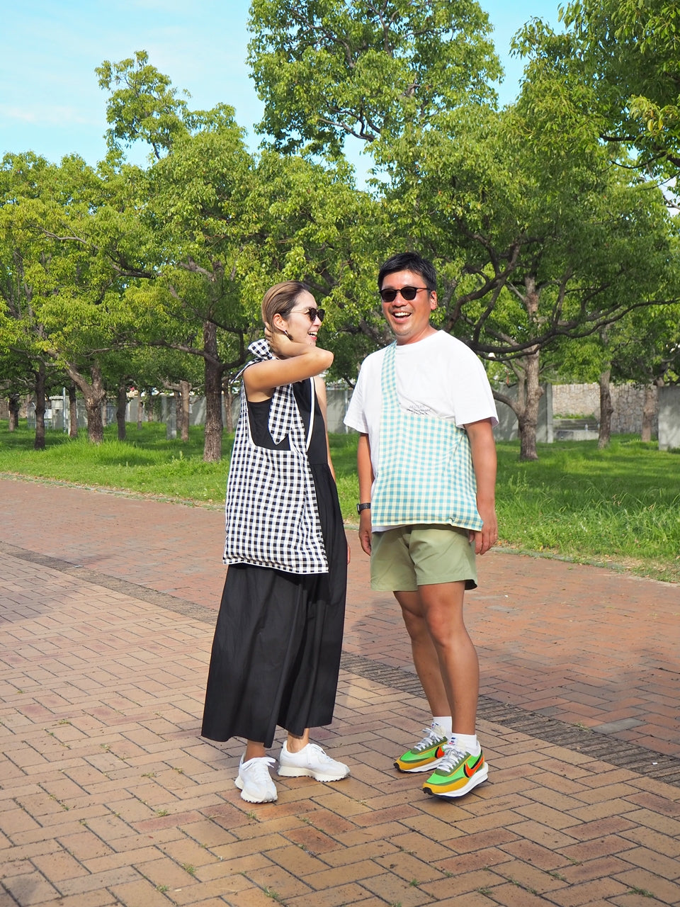 MA MANIERE ギンガムチェックバッグ WHITE×BLACK