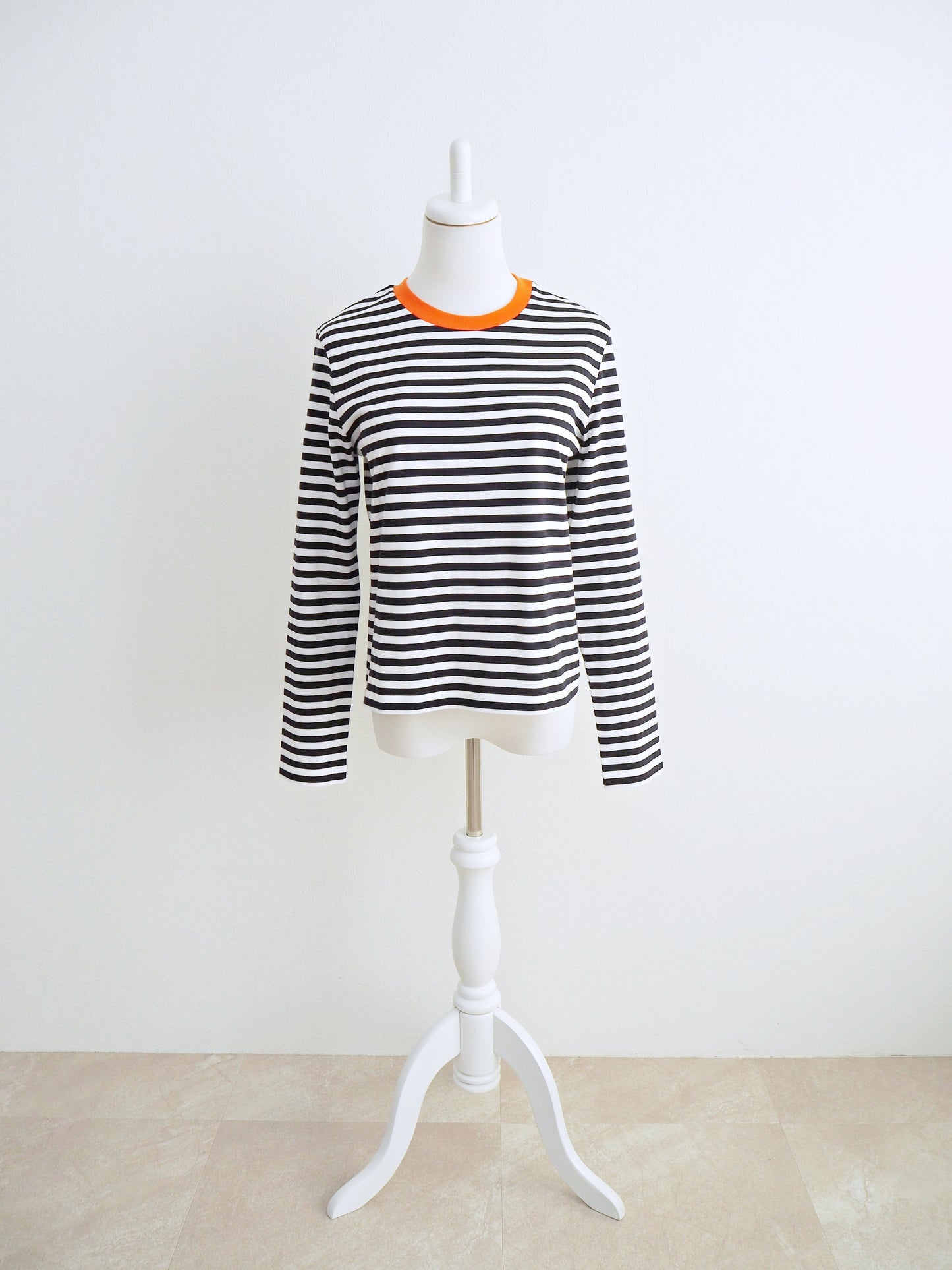 COULEUR クルーネックボーダーカットソーNAVY×ORANGE