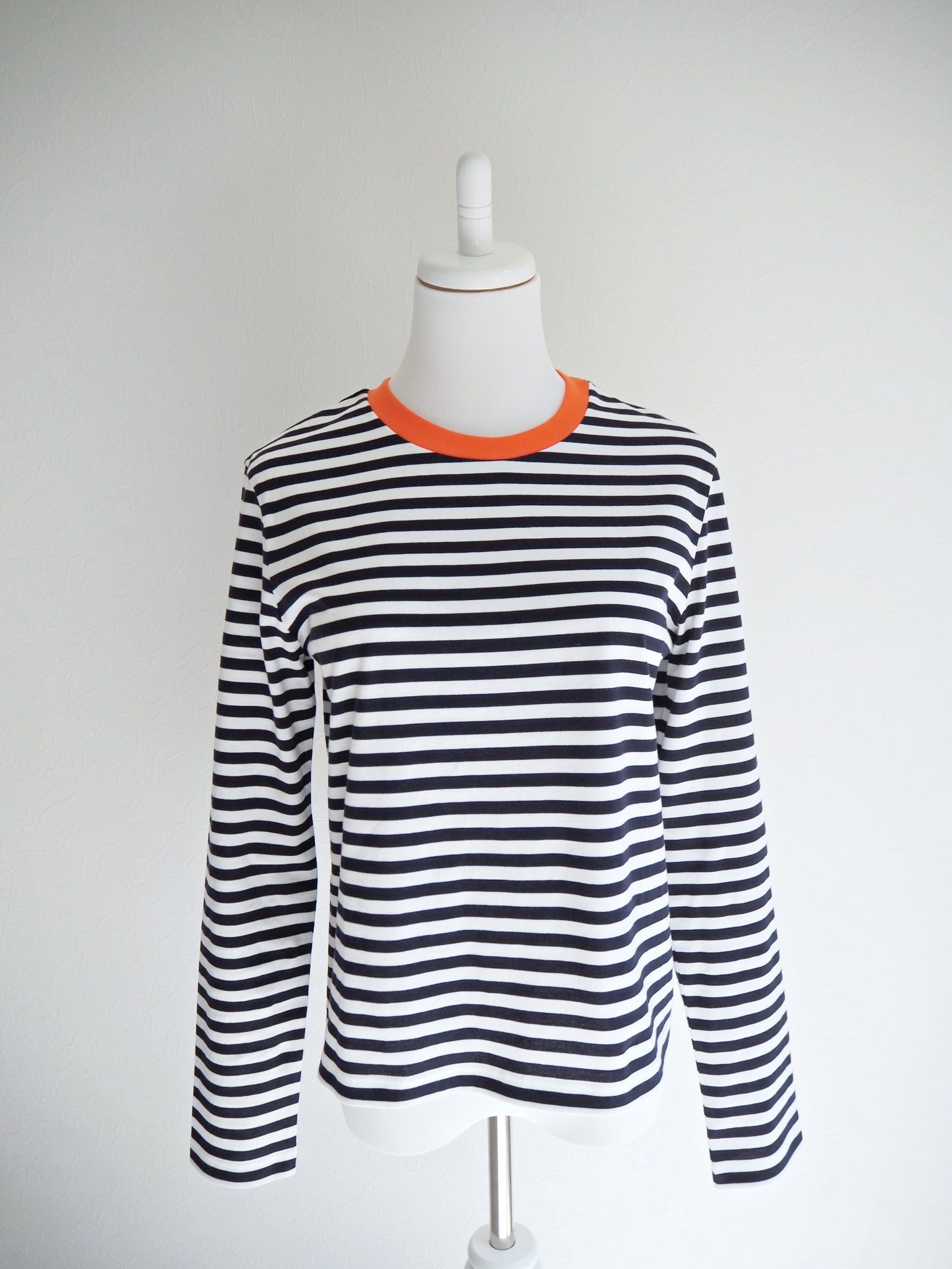 COULEUR クルーネックボーダーカットソーNAVY×ORANGE