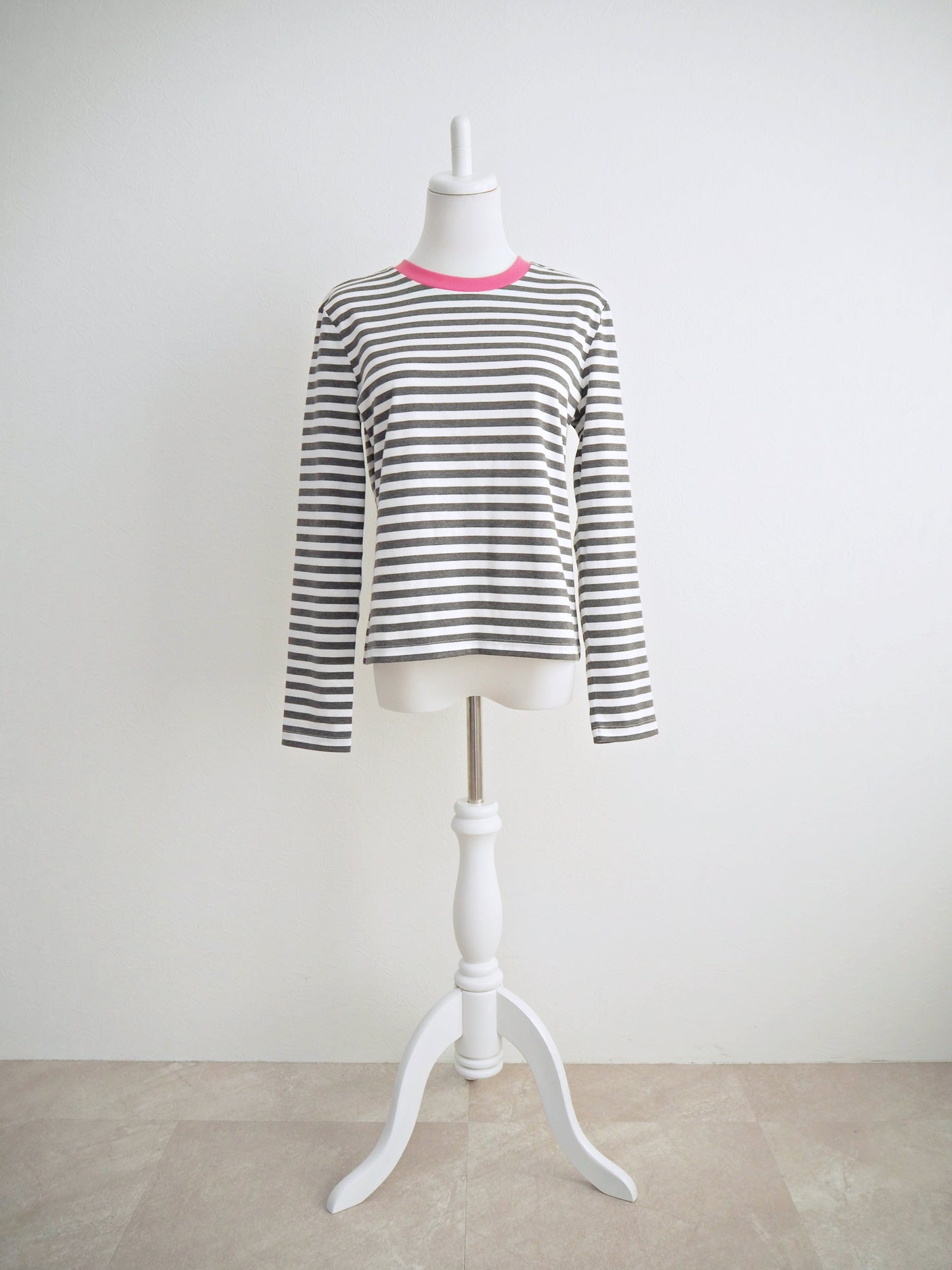 COULEUR クルーネックボーダーカットソーGRAY×PINK
