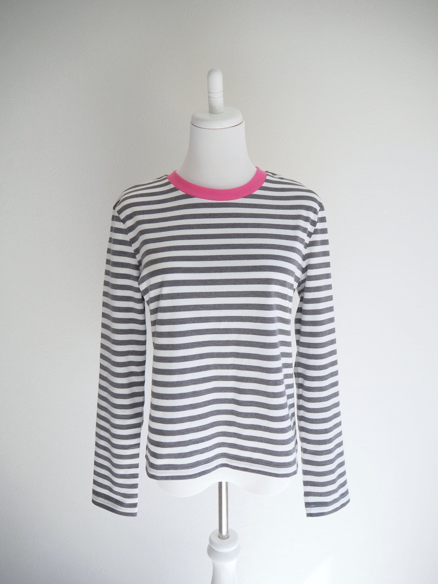 COULEUR クルーネックボーダーカットソーGRAY×PINK