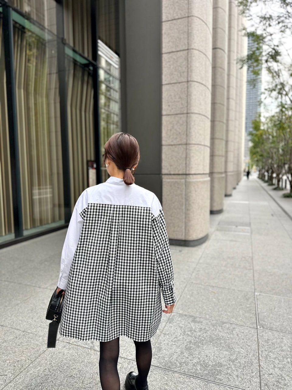 SOPHIE　配色ブラウス　GINGHAM CHECK×WHITE