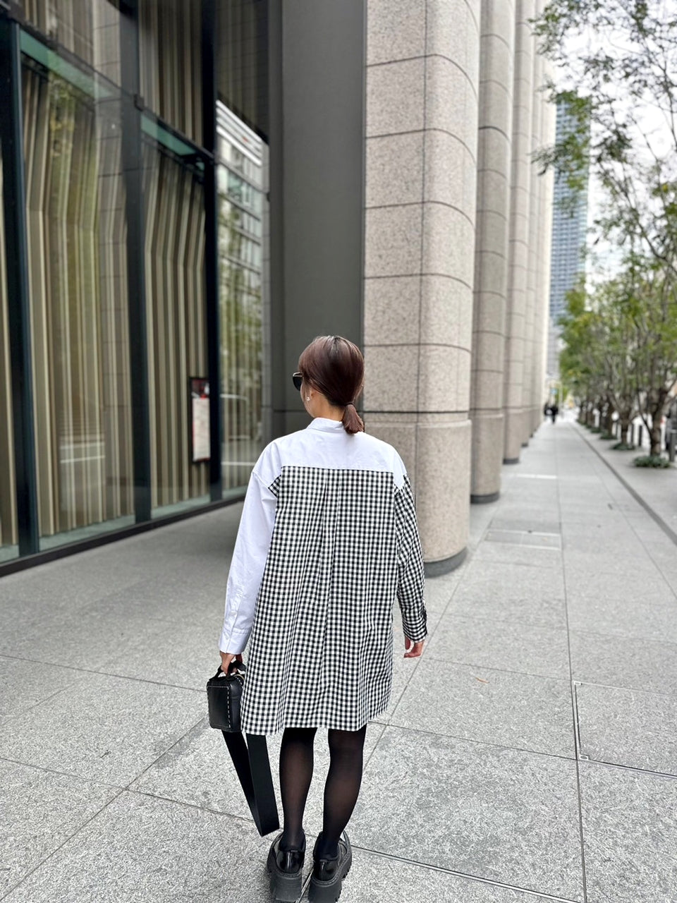 SOPHIE　配色ブラウス　GINGHAM CHECK×WHITE