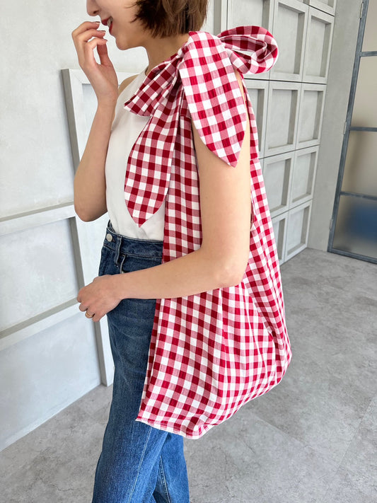 MA MANIERE ギンガムチェックバッグ RED×WHITE