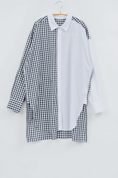 SOPHIE　配色ブラウス　GINGHAM CHECK×WHITE