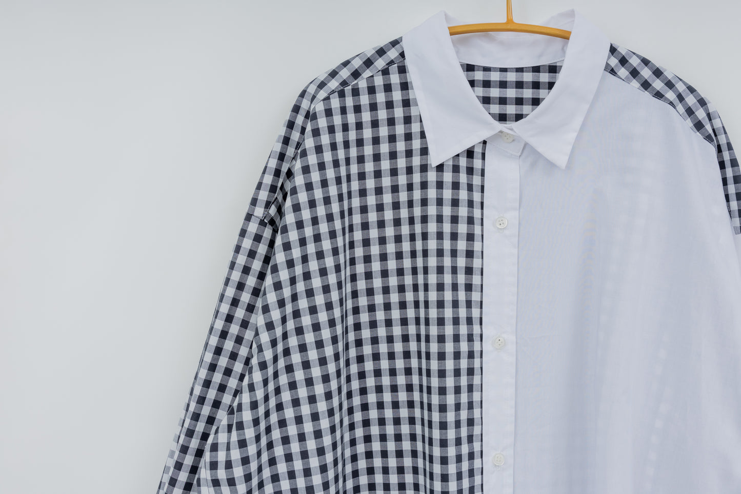 SOPHIE　配色ブラウス　GINGHAM CHECK×WHITE