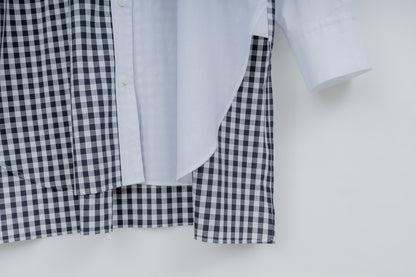 SOPHIE　配色ブラウス　GINGHAM CHECK×WHITE