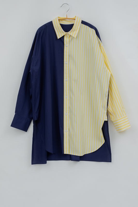 SOPHIE 配色ブラウス YELLOW STRIPE×NAVY