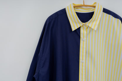 SOPHIE　配色ブラウス　YELLOW STRIPE×NAVY