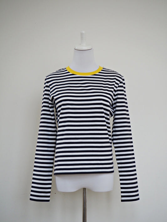 COULEUR　クルーネックボーダーカットソーNAVY×YELLOW（LADIES SIZE）