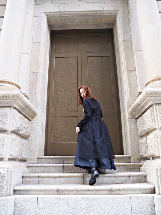 VOLER チュール付きニット BLACK