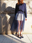 VOLER　チュール付きニット　NAVY