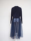 VOLER　チュール付きニット　NAVY